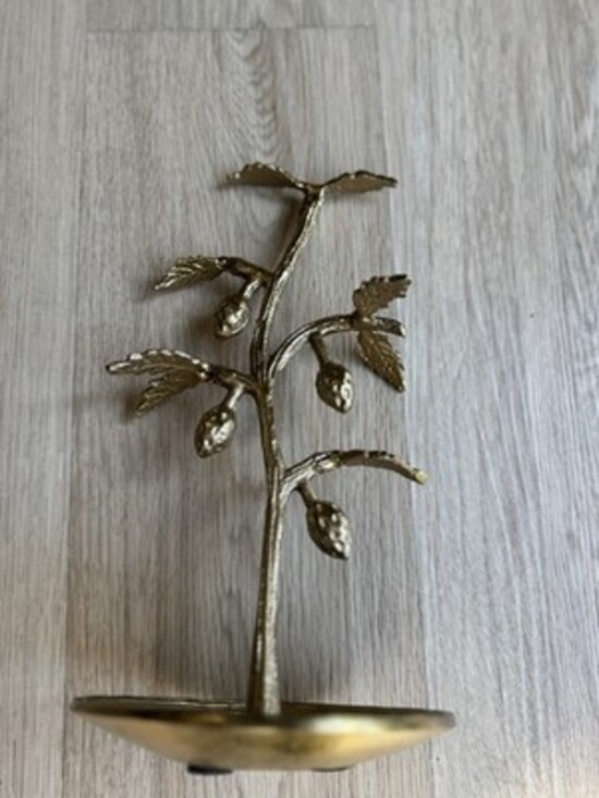 Other - Gold painted jewelry stand metal with a strawberry design, elegant jewelry stand